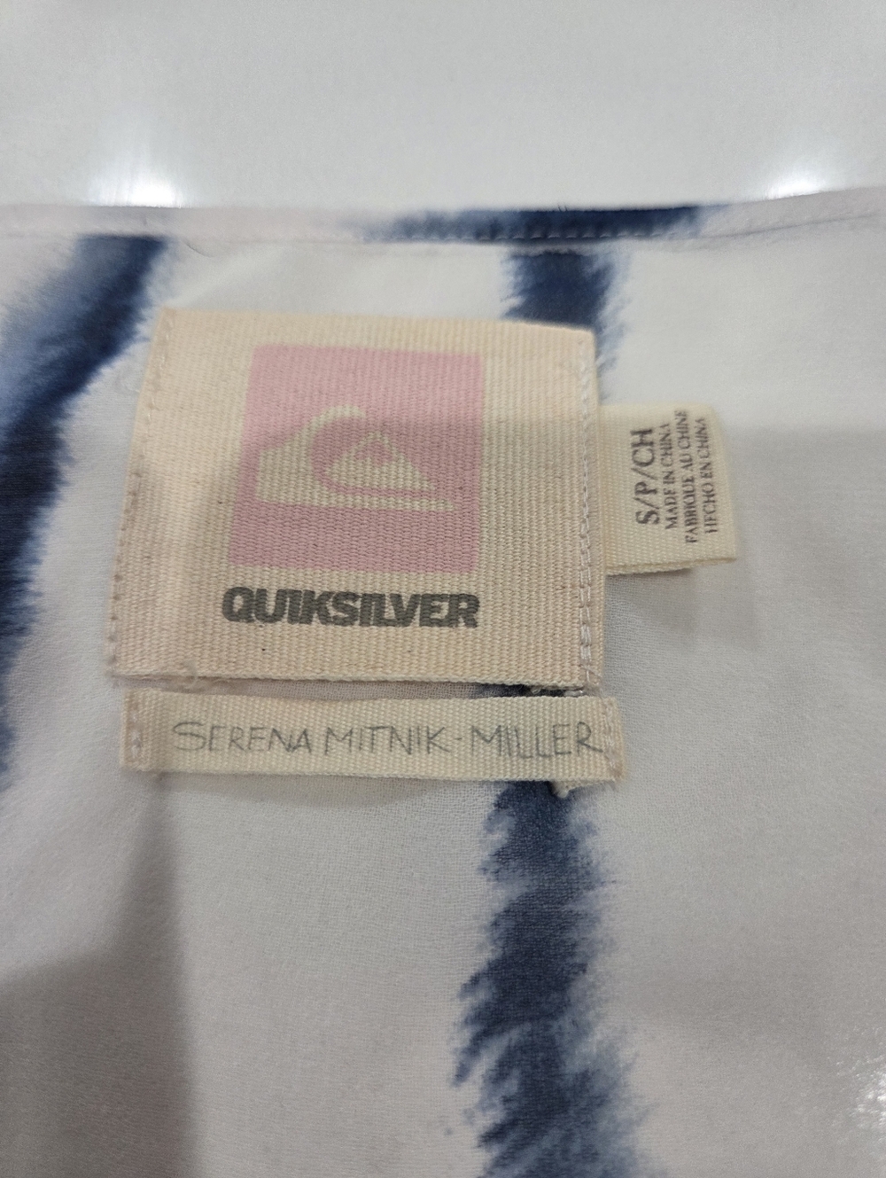 Quiksilver Women's Blue Stripe V-Neck Elastic Waist Top Size S Y2k - Picture 3 of 10